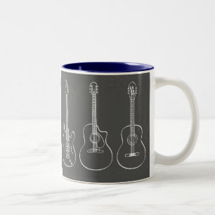 Guitar trio retro grunge music Two-Tone coffee mug