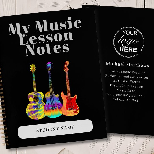 Guitar Tutor Custom Student Music Lesson Notebook (Guitar tutor personalized student music lesson notebook musical instrument teacher business supplies)
