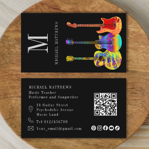 Guitar Tutor Musician Custom QR Code Social Media Business Card