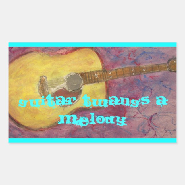 guitar twangs a melody Acoustic Rectangular Sticker (Front)