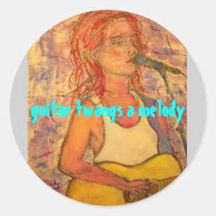 guitar twangs a melody classic round sticker