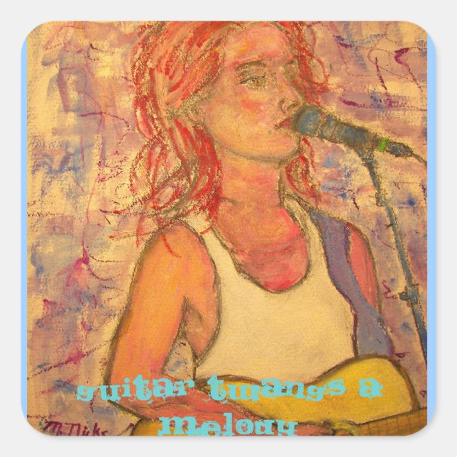 guitar twangs a melody square sticker (Front)