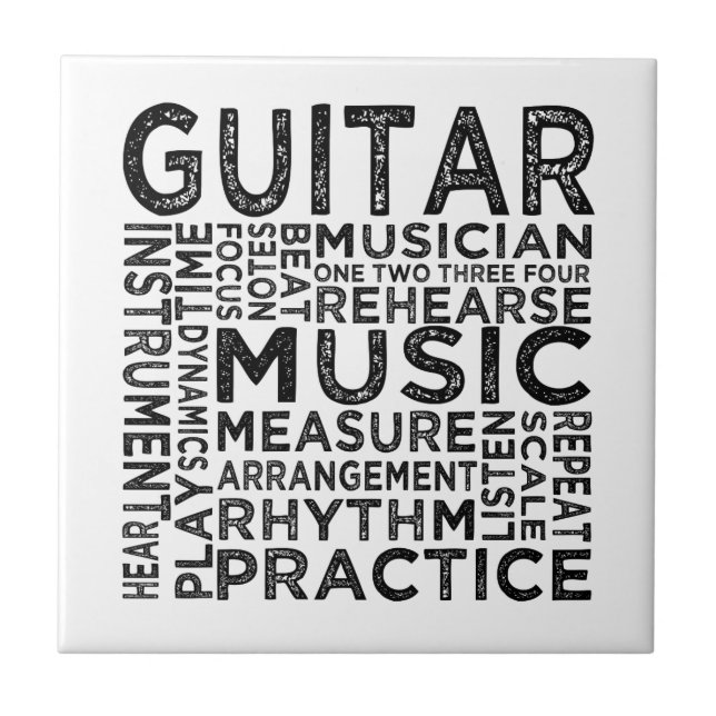 Guitar Typography Ceramic Tile (Front)
