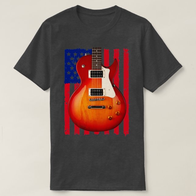 Guitar USA Flag T-Shirt (Design Front)