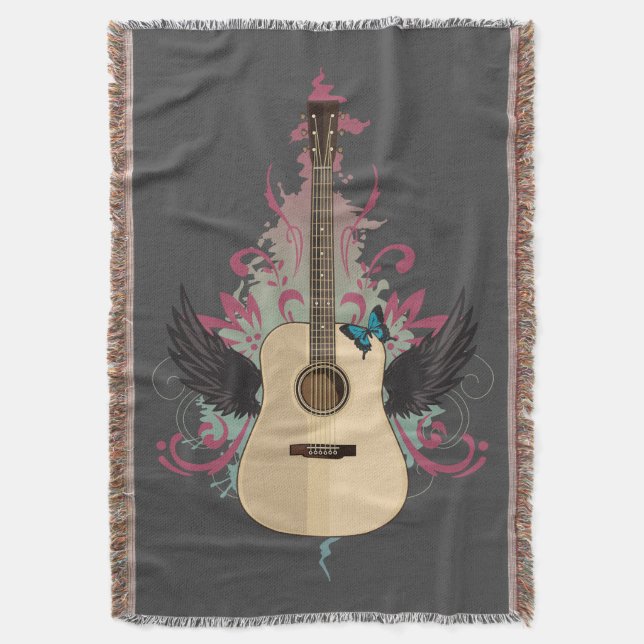 Guitar Vibes Throw Blanket (Front Vertical)