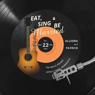 Guitar Vintage Record Music Score Musician Wedding Invitation