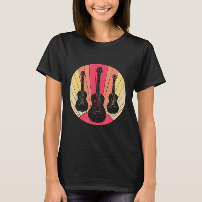 Guitar - Vintage Retro Ukulele Guitar  Uke Player T-Shirt (Front)