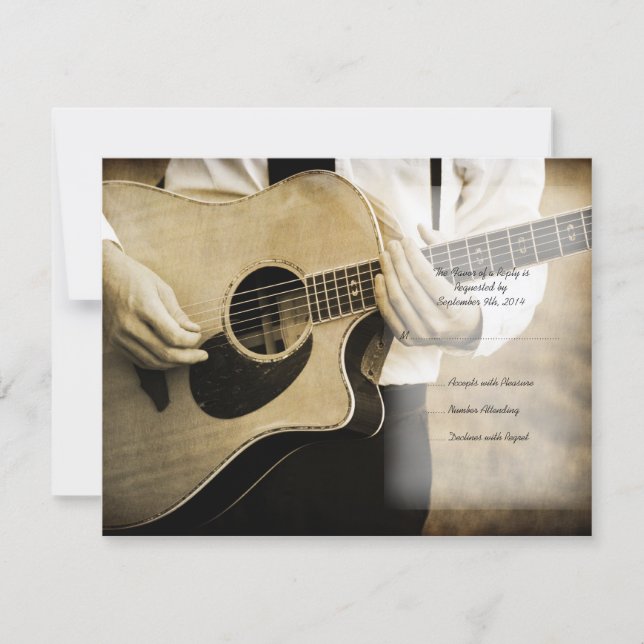 Guitar Wedding Invitation RSVP card (Front)