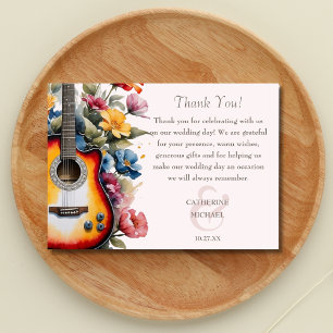Guitar Wildflower Ampersand Musical Wedding  Thank You Card