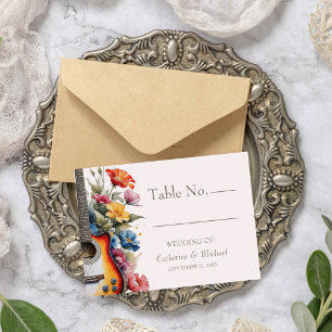 Guitar Wildflower Musical Country Spring Wedding  Place Card