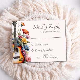 Guitar Wildflower Musical Country Spring Wedding RSVP Card