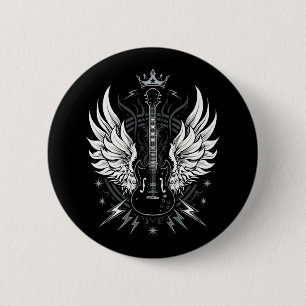 Guitar Wings Vintage Retro Music 6 Cm Round Badge