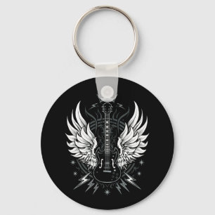 Guitar Wings Vintage Retro Music Key Ring