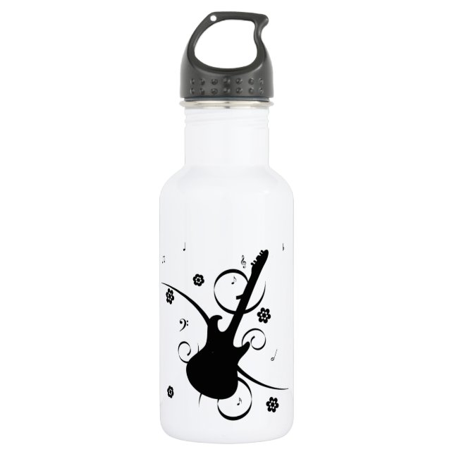 Guitar With Musical Notes 532 Ml Water Bottle (Front)