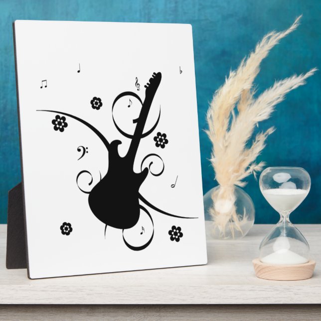 Guitar With Musical Notes Plaque (Side)