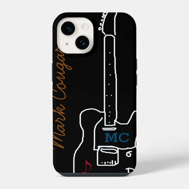 Guitar with Name iPhone Case (Back)