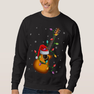 Guitar Xmas Lighting Matching Santa Hat Guitar Chr Sweatshirt