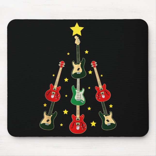 Guitar Xmas Tree Musical Guitar Lovers Guitarist C Mouse Pad (Front)