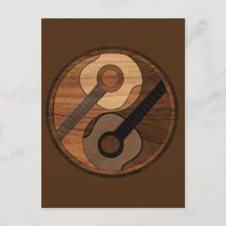 Guitar Yin Yang Wood Look Acoustical Postcard