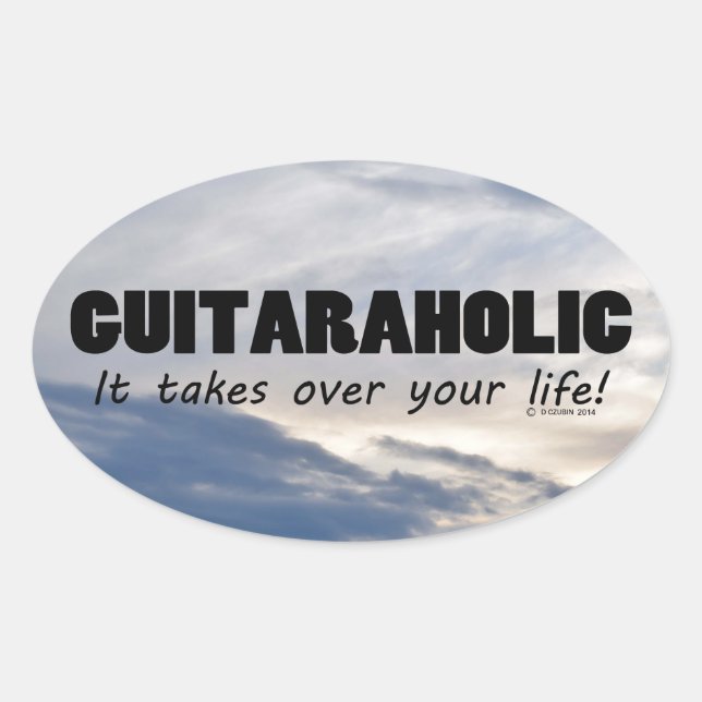 Guitaraholic Life Oval Sticker (Front)
