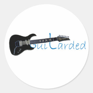 Guitarded Black Electric Guitar Classic Round Sticker