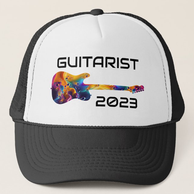 GUITARIST 2023 COLORFUL GUITAR BAND GIFT TRUCKER HAT (Front)
