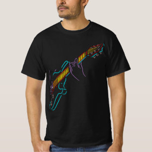 Guitarist and colourful silhouette of a bass guita T-Shirt