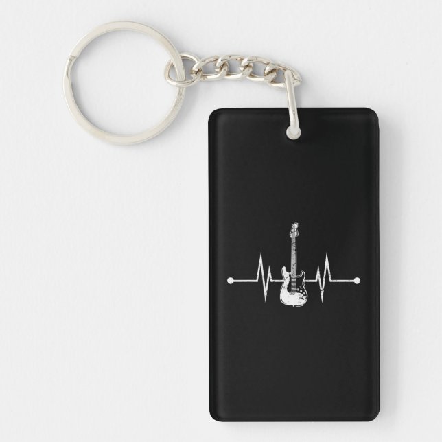 Guitarist Bass Player Heartbeat Bass Guitar Key Ring (Front)