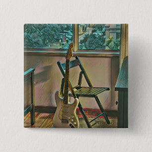 guitarist birthday gift 15 cm square badge