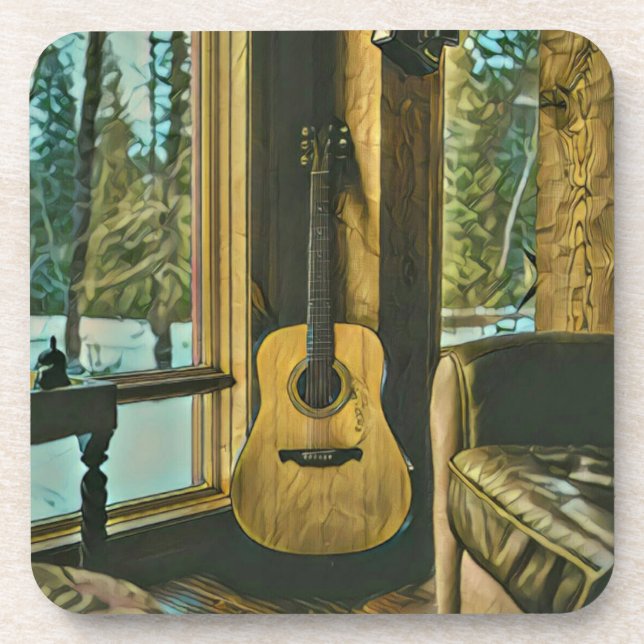 Guitarist birthday gift coaster (Front)