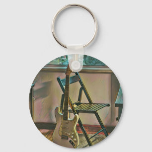 guitarist birthday gift key ring