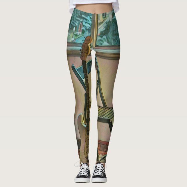 guitarist birthday gift leggings (Front)