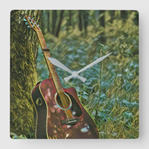 Guitarist birthday gift square wall clock
