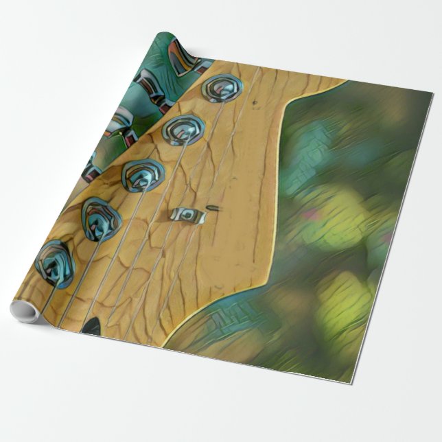 guitarist birthday gift wrapping paper (Unrolled)
