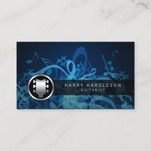 Guitarist Bold Guitar Headstock Icon Business Card