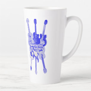 Guitarist by nature. vintage blue guitar latte mug