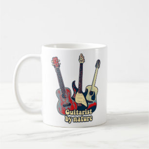 Guitarist by nature. vintage colorful guitars coffee mug