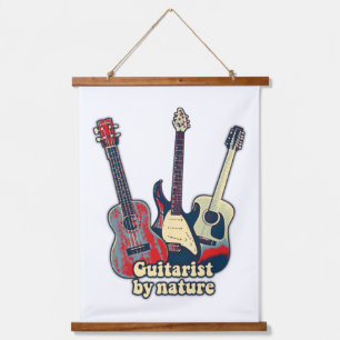 Guitarist by nature. vintage colourful guitars  hanging tapestry