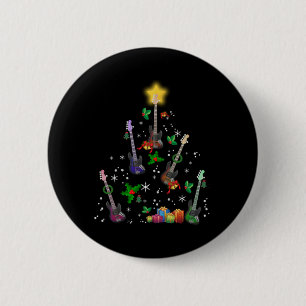 Guitarist Christmas Tree Guitar Birthday 6 Cm Round Badge