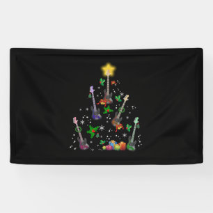 Guitarist Christmas Tree Guitar Birthday Banner