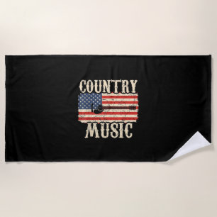 Guitarist Country Music Guitar American Flag Birth Beach Towel