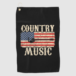 Guitarist Country Music Guitar American Flag Birth Golf Towel