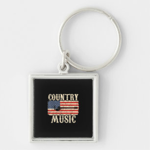 Guitarist Country Music Guitar American Flag Birth Key Ring