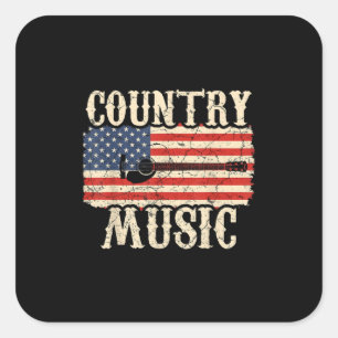 Guitarist Country Music Guitar American Flag Birth Square Sticker