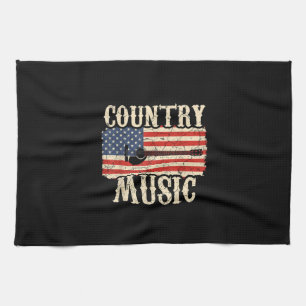 Guitarist Country Music Guitar American Flag Birth Tea Towel