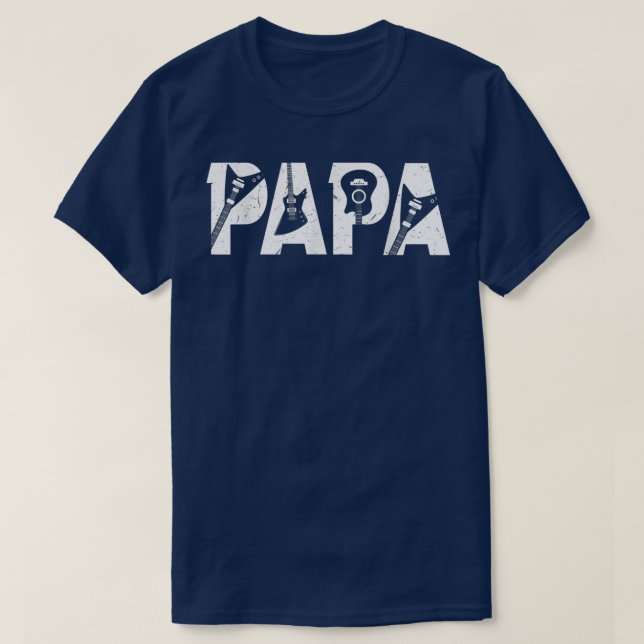 Guitarist Daddy Funny Papa Music Guitar Fathers Da T-Shirt (Design Front)