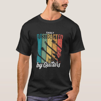 Guitarist Funny Easily Distracted By Guitars - Gui T-Shirt
