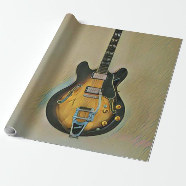 Guitarist gifts wrapping paper (Unrolled)