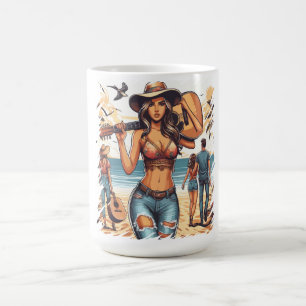 Guitarist Girl Vector Art Coffee Mug