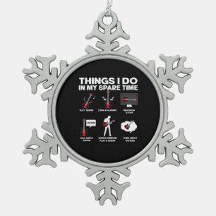 Guitarist Guitar Addicted Guitarist Music Birthday Snowflake Pewter Christmas Ornament